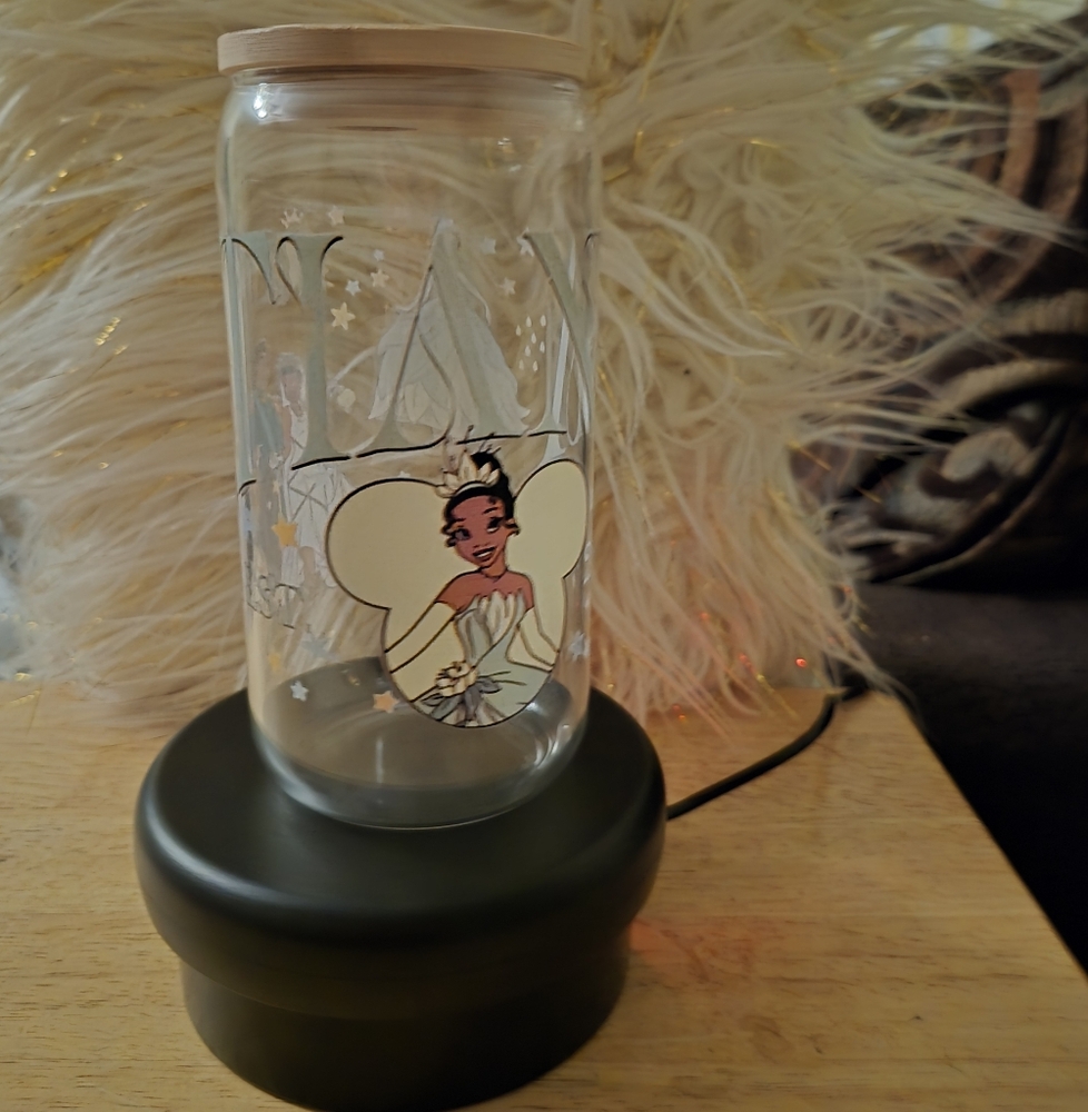 Princess-Themed Glass Jar with Wooden Lid